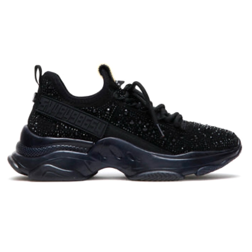 STEVE MADDEN • Maxima Black Rhinestone Sneakers • Kids 6M